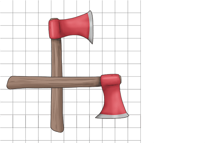 The two axes (axis) were perpendicular and formed the lines for a graph.