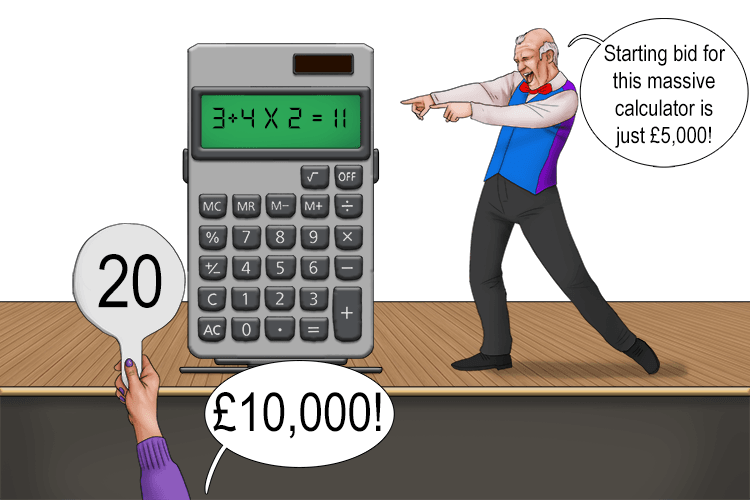 I bid on the massive (BIDMAS) calculator in order to complete a calculation.