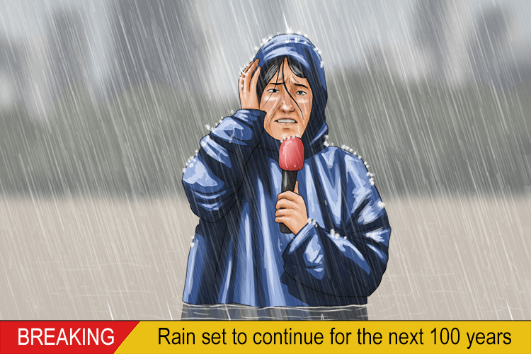 It was constantly (constant) raining. We had fixed weather that never changed.