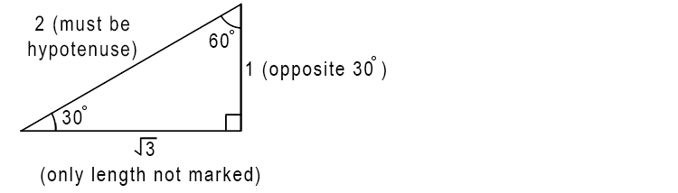 We can conclude that the shortest value goes opposite the 30° angle which is 1