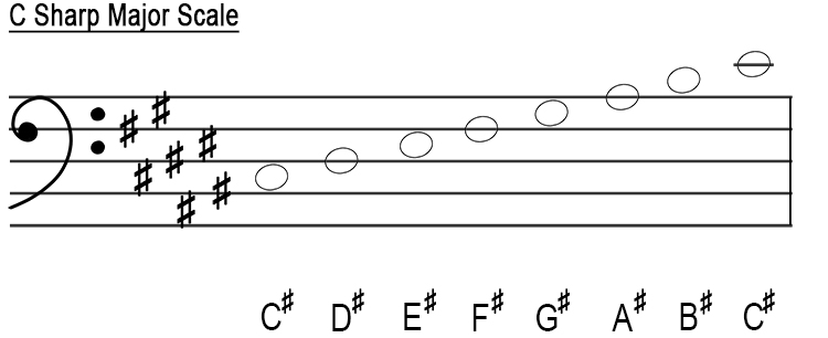 bass clef c sharp major