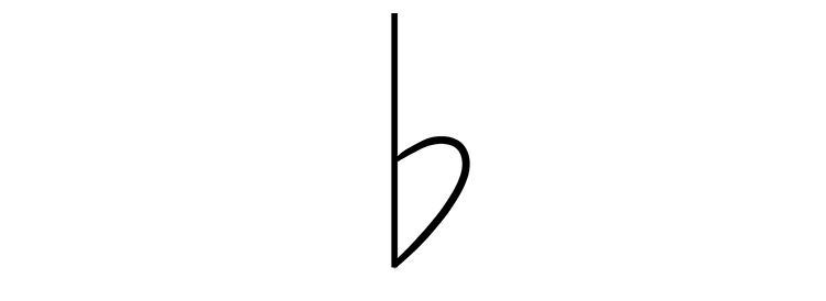 The flat sign is written using the following symbol: