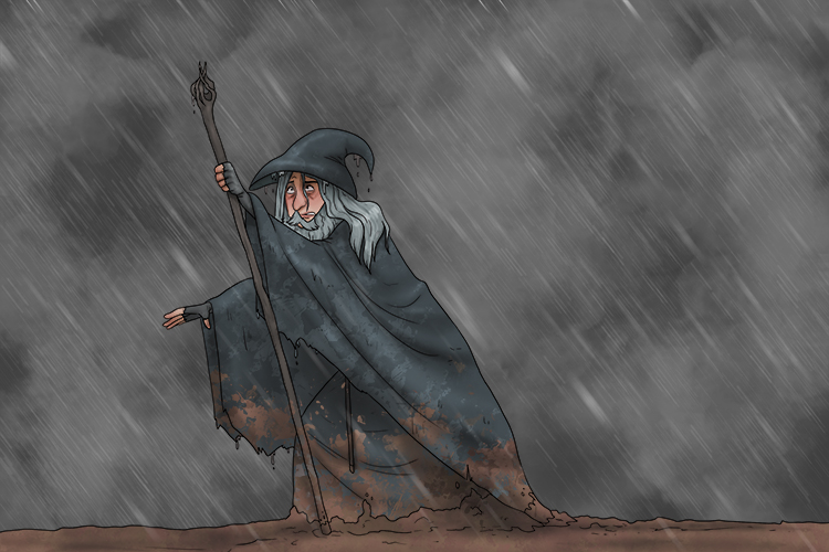 A large Gandalf (allargando) outfit I was wearing in the rain gradually slowed me down.
