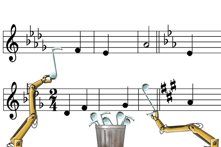 The chrome-plated notes were automatically (chromatic notes) removed, as they did not match the key of the music