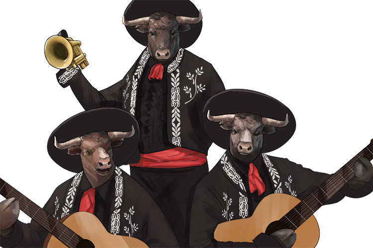 After putting on sombreros, the bulls (ensemble) performed as a group, playing instruments