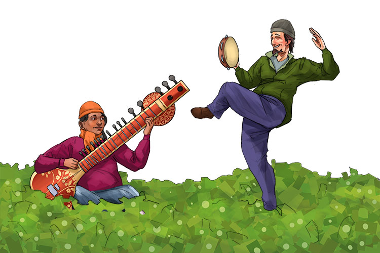 When busking, they didn't find it hard to earn money (harmony). They combined to produce a pleasing sound