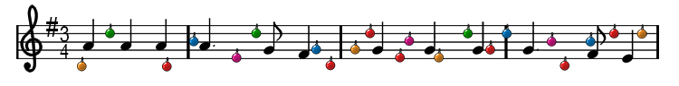 The shiny ornaments (ornaments) were hung on the music to embellish the melody.