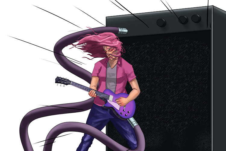 The amp's power cord (power chord) was enormous which allowed me to play a simple cord at a very loud volume