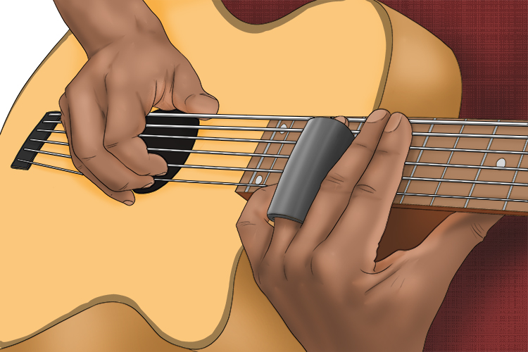 When using a slide, not every string must be played. Individual strings can be plucked or multiple strings can be strummed. This technique allows for a unique glissando effect on the guitar, which is the seamless transition between notes.