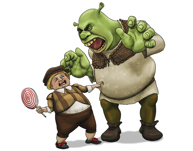 The little boy learnt not to poke the ogre (poco).