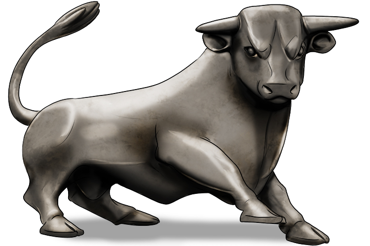 The bull was made of metal.