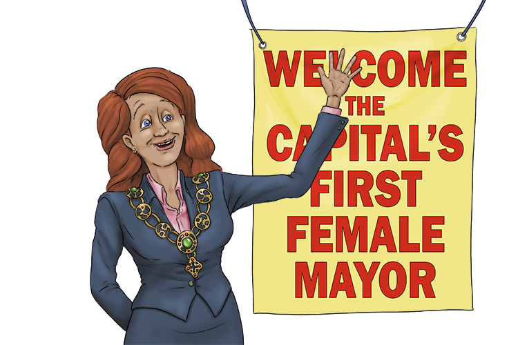 Capital (as in capital city) is feminine, so it's la capital. Imagine a lady winning the election to be mayor of the capital city.