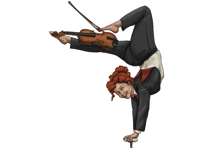 To prove how brilliant she was, she demonstrated on the Stradivarius (demonstrar) violin with her feet.