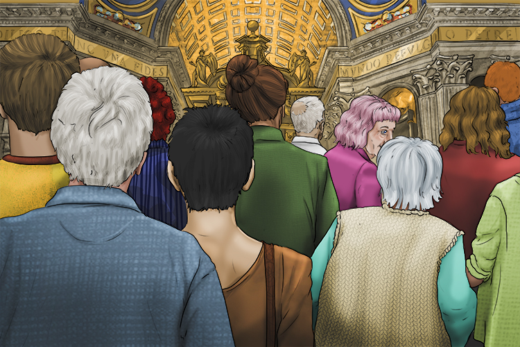 We went to visit the interior of St. Peter's Basilica in Rome but it was so busy by the altar (visitar), we couldn't get a good look.