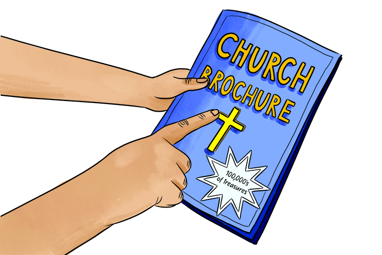 The brothers treasure in the church will help you remember how to spell brochure